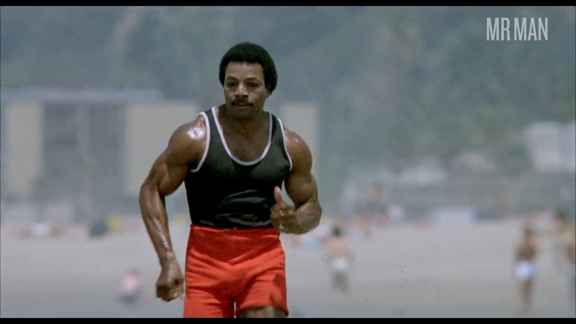 Hottest Sylvester Stallone Scene in Rocky III. Shirtless, Bulge, bathing suit, sexy. 2324