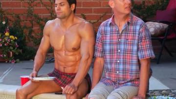 T.J. Hoban, Adrian Gonzalez in From Here on OUT (2014) Bathing Suit Bulge Sexy Shirtless Butt Balls Bathing Suit 6491