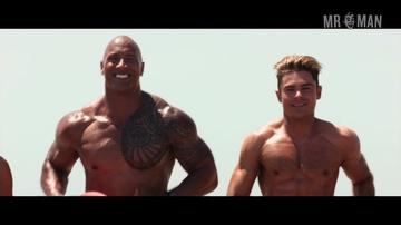 Dwayne Johnson, Zac Efron in Baywatch (2017) Shirtless Bathing Suit Sexy 19942