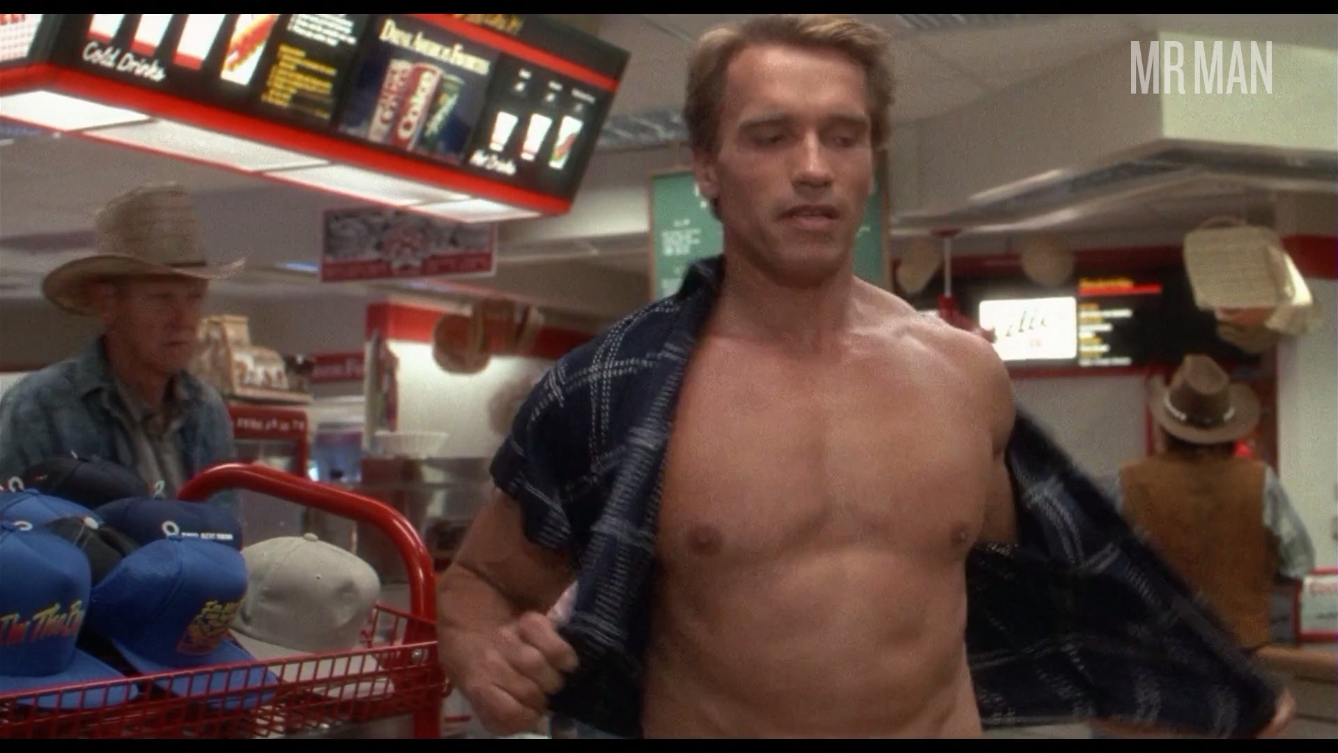 Hottest Arnold Schwarzenegger Scene in Twins. Shirtless, underwear. 55988
