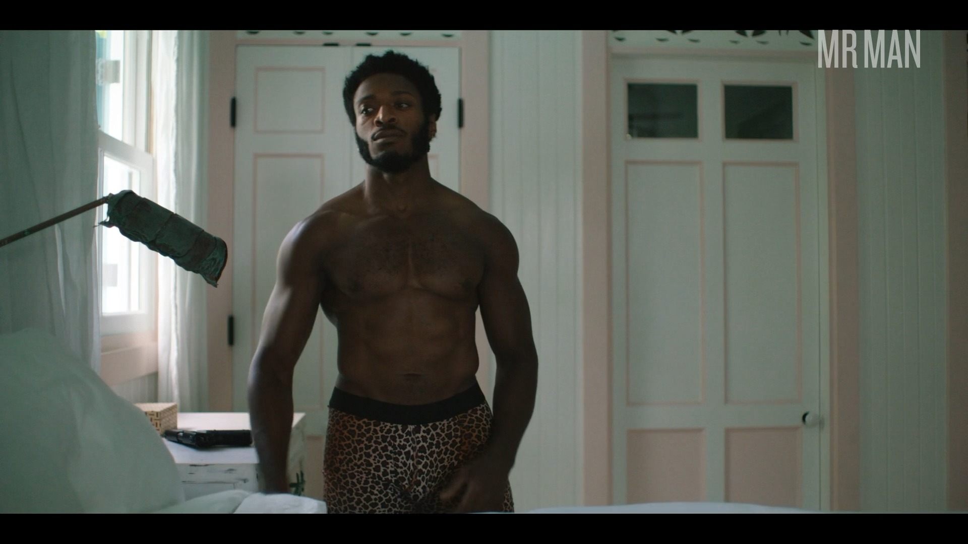 Hottest Gentry White Scene in Leopard Skin. Shirtless, Underwear. 74396