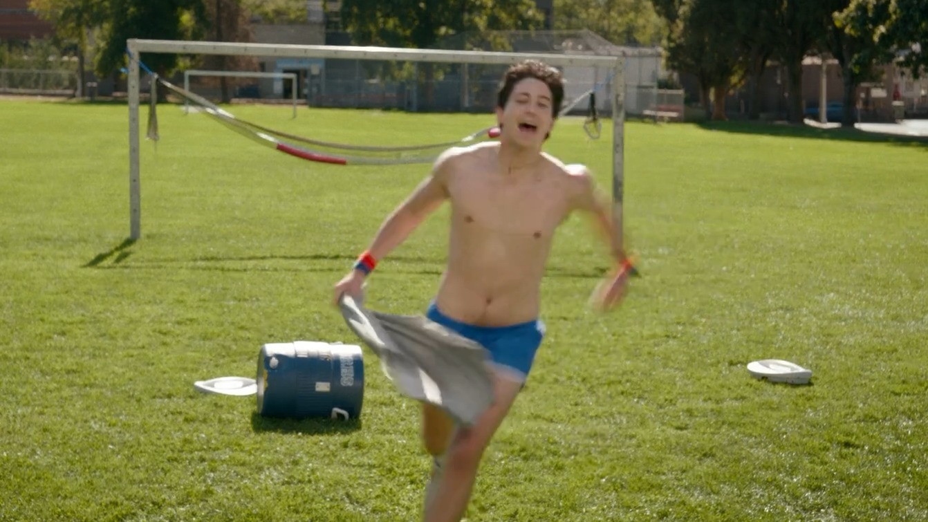 School Spirits's Sexiest Scenes with Milo Manheim. Shirtless, bathing suit, butt. 75408