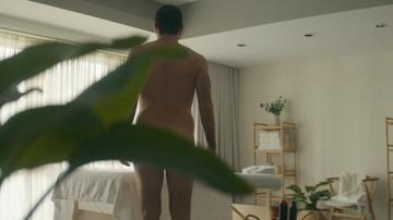 Lukas Gage, Zachary Quinto in Down Low (2023) Gay Sexy Shirtless Erect Prosthetic Bathing Suit Erect 77197