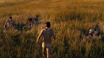 Barry Keoghan, Jacob Elordi, Archie Madekwe in Saltburn (2023) Butt Shirtless Balls Bathing Suit 77797