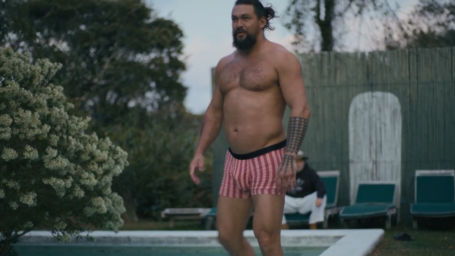 Sexiest Jason Momoa Scene in On the Roam. Bulge, Shirtless, Underwear, thong. 83929
