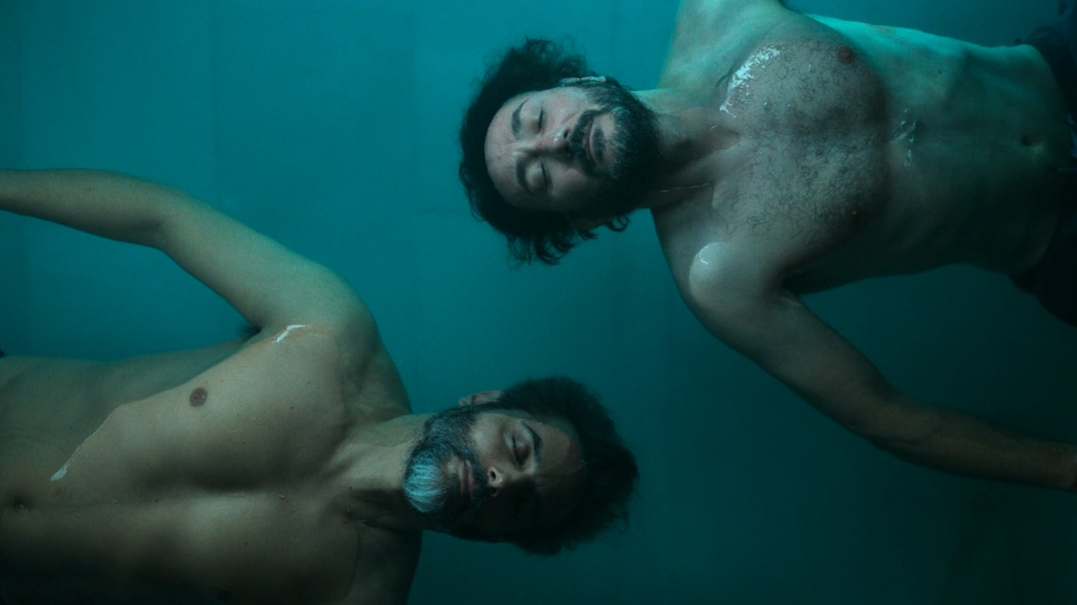 Sexiest Joaquín Furriel Scene in Billionaires' Bunker. Shirtless, Bathing Suit, bulge, sexy. 82405