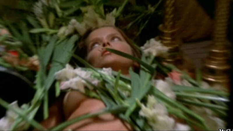 Sexiest Barbara Bach Scene in Short Night of  Glass Dolls. Sexy, covered with flowers. 585505