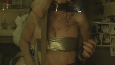 Hottest Rosanna Arquette Scene in The Divide. Sexy, belt around neck, blonde. 745328