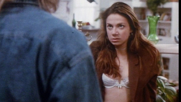Hottest Justine Bateman Scene in In the Eyes of a Stranger. Underwear, brunette, open jacket. 670490