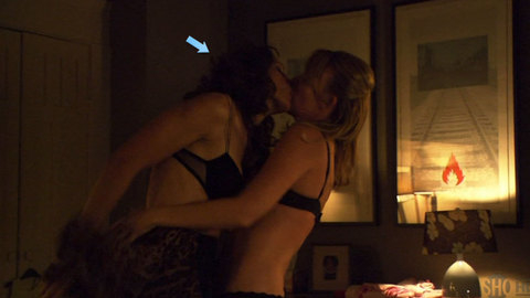 Jennifer Beals in The L Word (2004-2009) Underwear Black Bra Black Panties 660144