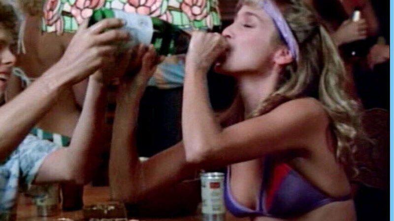 Hottest Corinne Bohrer Scene in The Beach Girls. Bikini, drinking, purple bikini. 536378