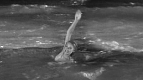 Liz Eddington from In Harm's Way Naked. Breasts, backstroke, black and white. 536465