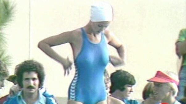 Hottest Lynda Carter Scene in Battle of the Network Stars. Sexy, SFW, blue one piece. 660488