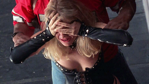Sexiest Barbara Crampton Scene in From Beyond. Sexy, black leather corset, blonde. 725995