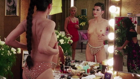 Gina Gershon in Showgirls (1995) Breasts Underwear Beaded Underwear Braided Hair 685661