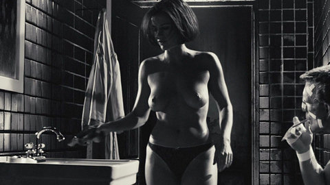 Carla Gugino in Sin City (2005) Breasts Bathroom Black And White 671903
