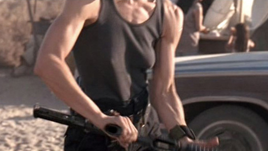 Sexiest Sarah Connor Scenes. Sexy, black tank top, gun. 575410