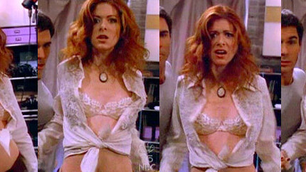 Sexiest Grace Adler Scenes. Underwear, SFW, black bra. 655516