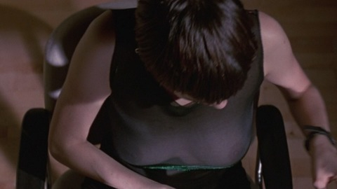 Sexiest Angelina Jolie Scene in Hackers. Sexy, breasts through sheer dress, brunette. 771601