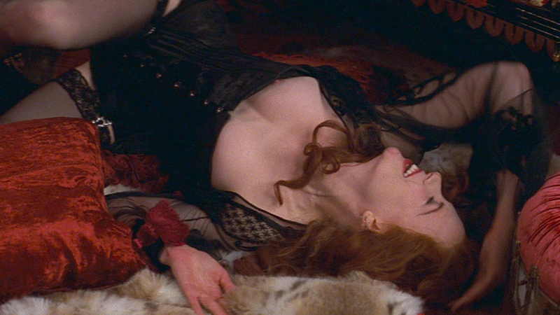 Nicole Kidman Nude as Satine. Breasts, black corset, black stockings. 690056