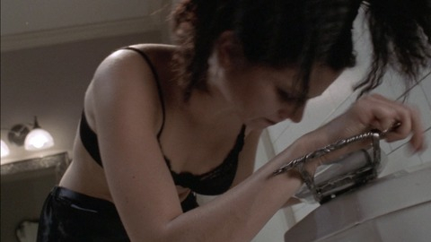 Mia Kirshner in New Best Friend (2002) Sexy Underwear Black Bra Black Hair 775600