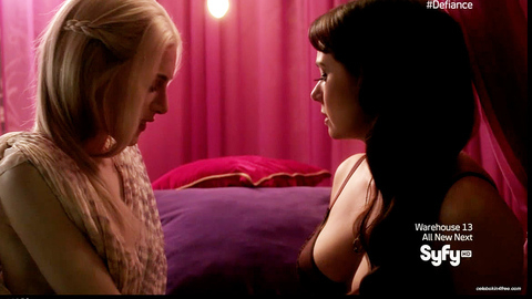 Defiance's Sexiest Scenes with Mia Kirshner. Sexy, SFW, black bra. 726288