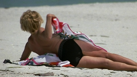 Hottest Jessica Lange Scene in Blue Sky. Sexy, back exposed, beach. 765770