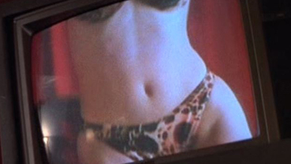 Four Rooms's Sexiest Scenes with Salma Hayek. Bikini, SFW, on tv screen. 539130