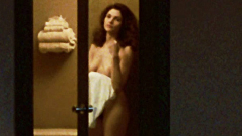 Mary Elizabeth Mastrantonio Naked in The Color of Money. Breasts, Bush, black hair, drying off with towel. 713191