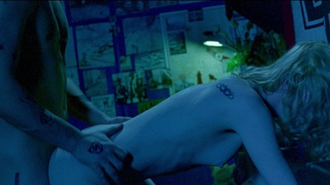 Jacqueline McKenzie Naked in Romper Stomper. Breasts, bent over table, blond hair. 758827