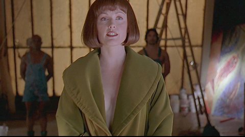 Julianne Moore in The Big Lebowski (1998) Sexy Cleavage Green Robe 699983