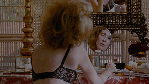 Julianne Moore in A Single Man (2009) Underwear Black Bra Looking In Mirror 686086