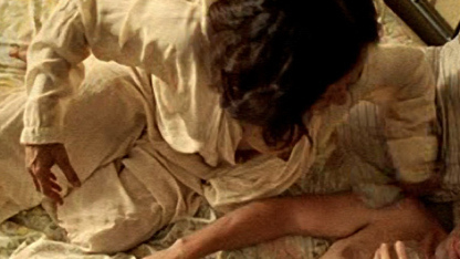 Julia Nickson Naked as Saura Wu. Breasts, breast out of robe, couple in bed. 679629