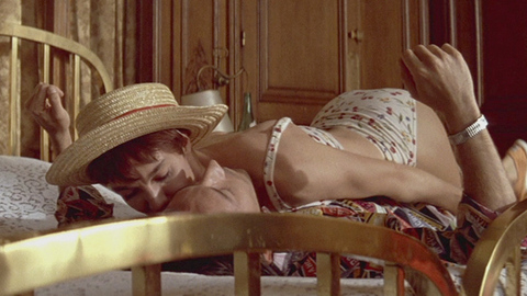 Anne Parillaud in La Femme Nikita (1991) Underwear Couple In Bed Floral Panties 691196