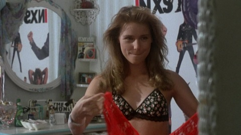Sexiest Dedee Pfeiffer Scene in The Horror Show. Underwear, SFW, black bra. 1015417
