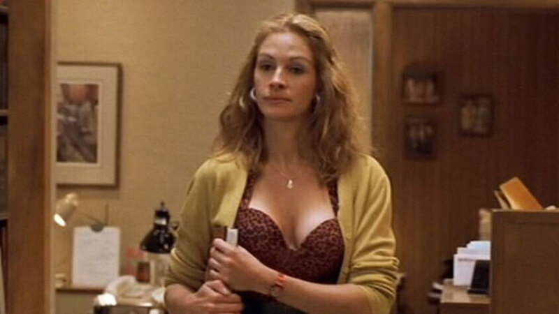 Sexiest Julia Roberts Scene in Erin Brockovich. Sexy, SFW, black skirt. 562759
