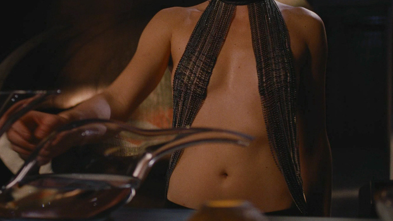 Hottest Charlize Theron Scene in Aeon Flux. Sexy, cleavage, fabric covering breasts. 684698