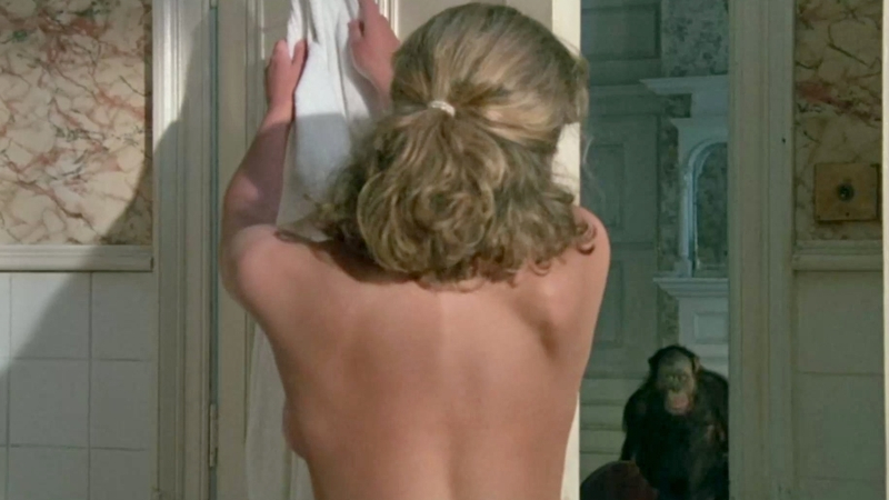 Sexiest Scenes of Jane Chase from Link. Sexy, back exposed, brunette. 552461
