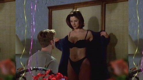 Sexiest Mira Sorvino Scene in At First Sight. Underwear, back exposed, black bra. 552859