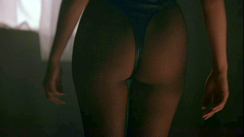 Sexiest Sharon Stone Scene in The Specialist. Thong, fishnet tights, leather thong. 701155
