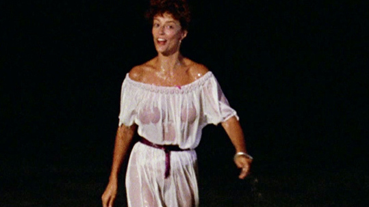 Sexiest Rachel Ward Scene in Against All Odds. Sexy, breasts through robe, brunette. 712285