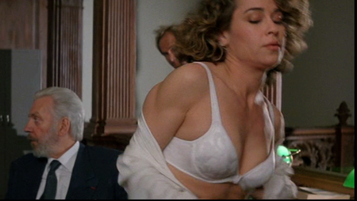 Sexiest Julie Warner Scene in Puppet Masters. Underwear, SFW, fully clothed man. 671089