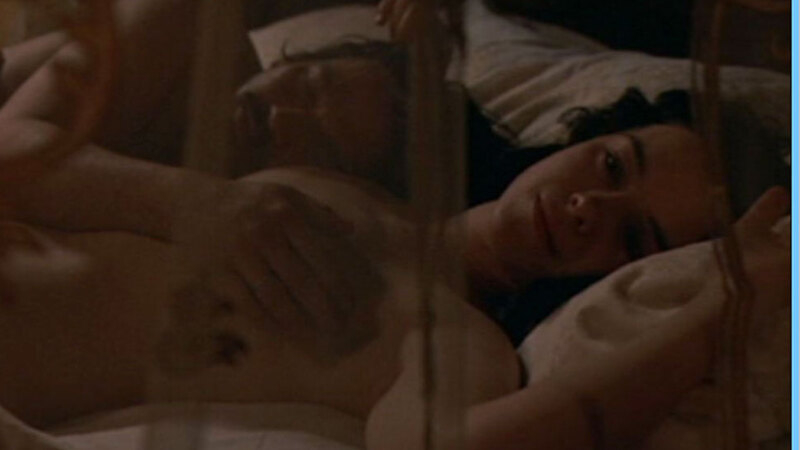 Hottest Olivia Williams Scene in To Kill a King. Sexy, couple in bed, man's hand on breast. 620534