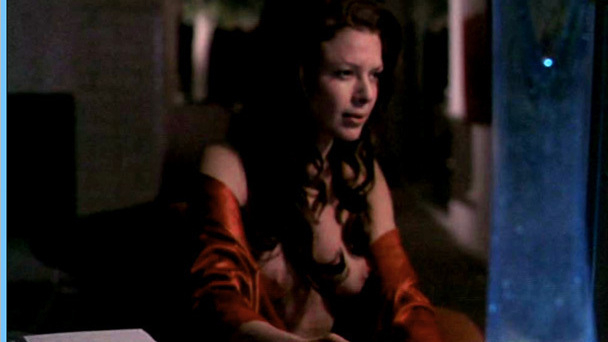 Kari Wuhrer Naked in Spider's Web. Breasts, nude, open dress. 535333