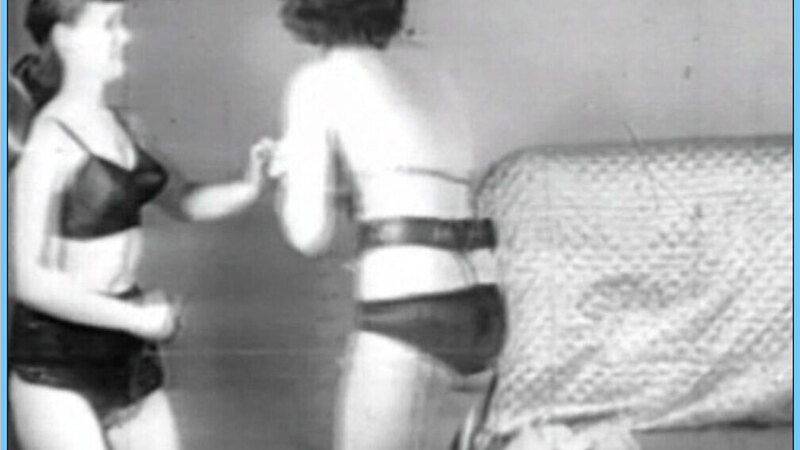 Sexiest Bettie Page Scene in The Second Initiation of the Sorority Girl. Underwear, SFW, black and white. 576991