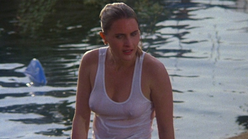 Hottest Denise Crosby Scene in Eliminators. Sexy, brunette, nipples through tank top. 780314