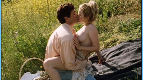 Peggy from Kiss of Death Naked. Breasts, fully clothed man, kissing. 604643