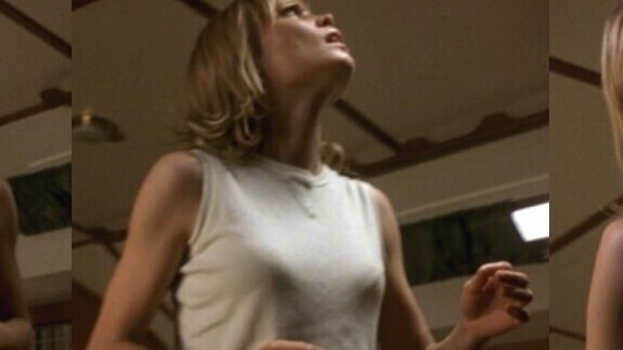 Sexiest Radha Mitchell Scene in Visitors. Bikini, SFW, black bikini. 612361