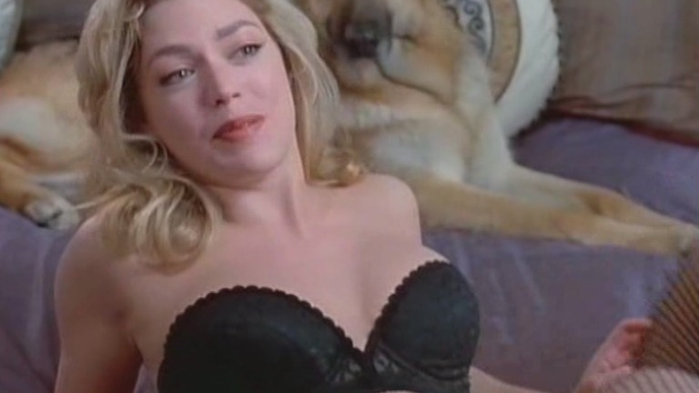 Sexiest Leilani Sarelle Scene in Barbarians at the Gate. Underwear, SFW, black bra. 733681