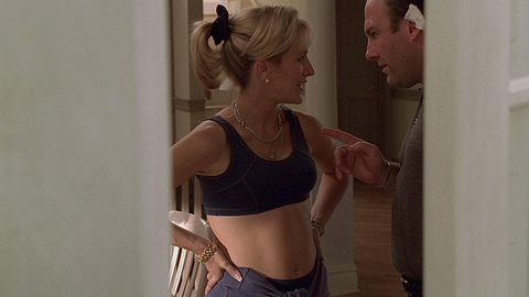 Edie Falco in The Sopranos (1999-2007) Underwear Black Bra Blonde 680346